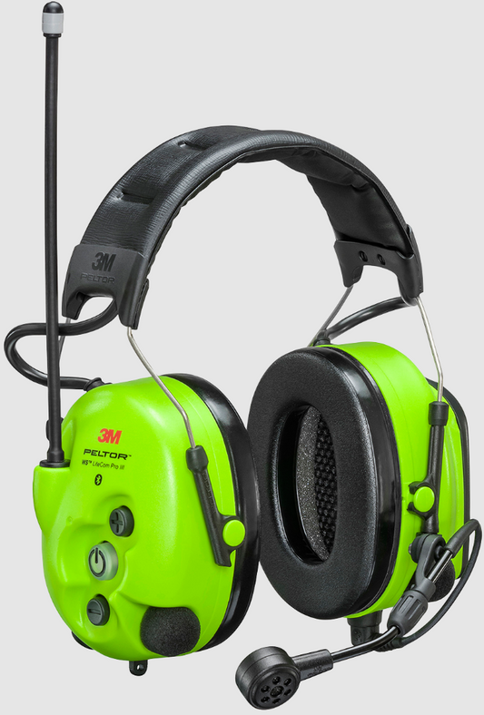 Radiokuulosuojain 3M Peltor WS LiteCom III Hi-Viz 446 MHz päälakisangalla (bluetooth)