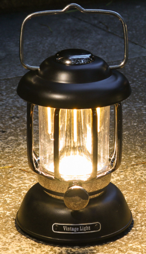 Ladattava HZ vintage retkilyhty, säädettävä lämmin valo V101